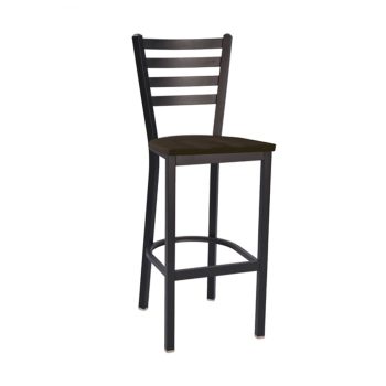 Ladder Back commercial barstool with metal footrest