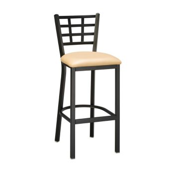 Window Back metal commercial barstool upholstered seat footrail