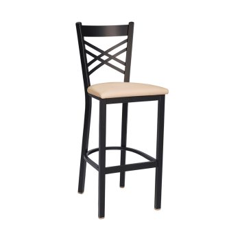 X Back commercial metal barstool upholstered seat footrail
