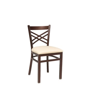 X back metal commercial dining chair with upholstered seat