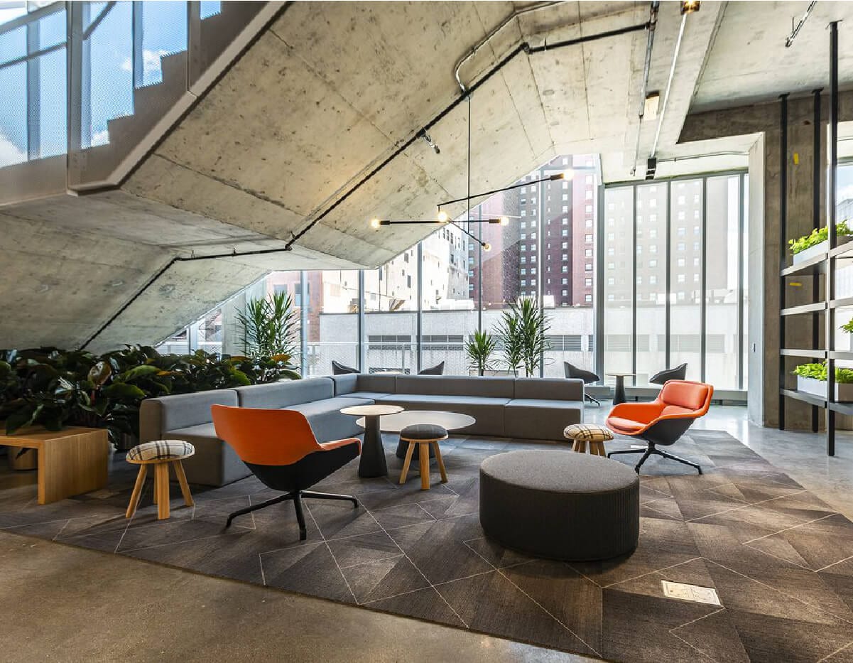 install1-22 venue industries L shaped sectional install for columbia college