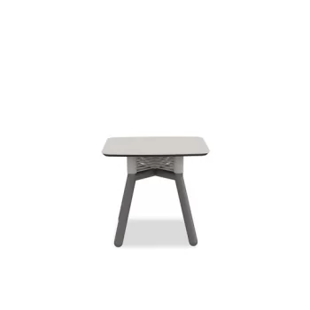 white outdoor sided table with rope detail