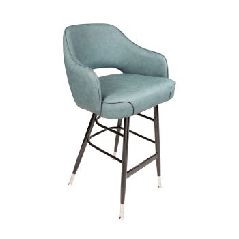 Kami bucket seat barstool cutout back welt detail silver caps